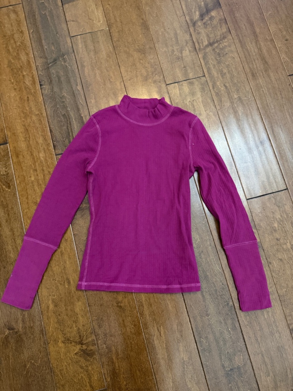 Free People Magenta Ribbed Long Sleeve Tee